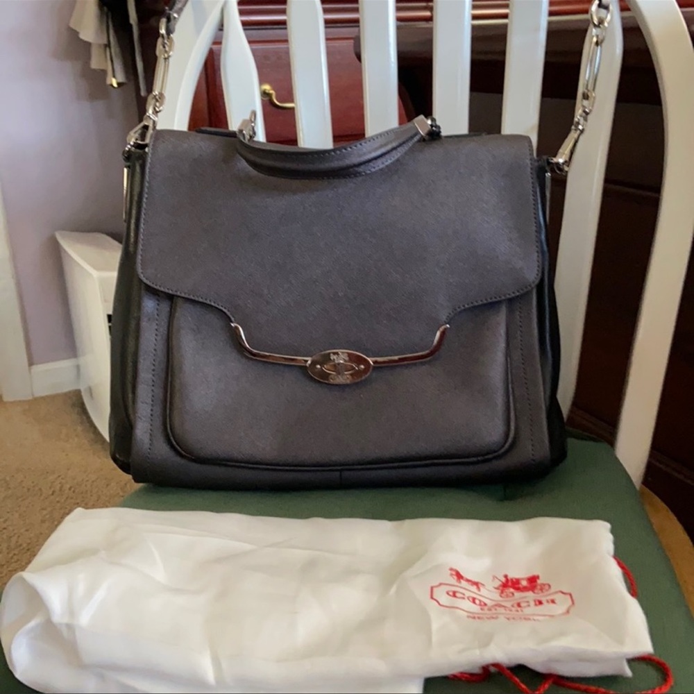 Coach Madison Saffiano Leather Flap Satchel